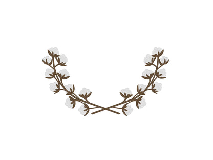 Cotton Branch floral wreath Monogram floral frame fill stitch machine embroidery designs 