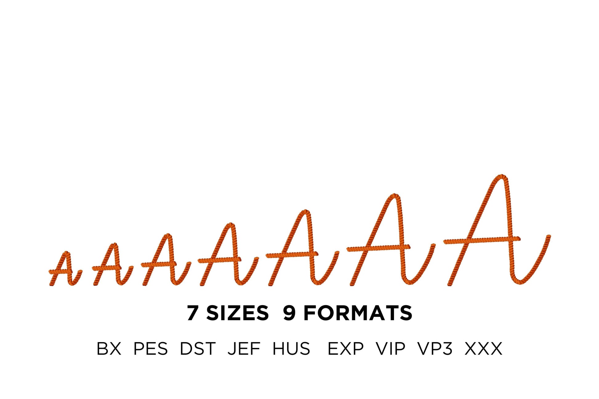 Rope stitch FONT Rodeo Cowboy Alphabet Monogram letters Machine Embroidery Designs handwritten script Font many sizes 1.7 up to 5.4in, BX