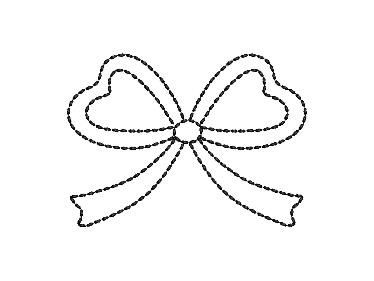 Hand stitch effect Bow outline machine embroidery designs sizes 4 up to 7 inch kids girls baby Bow Ribbon silhouette seed stitch design