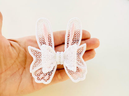 Cute Bunny Bow for little girls Hair Clip Ornament Decoration Accent FSL freestanding lace machine embroidery designs sizes for hoop 5x7