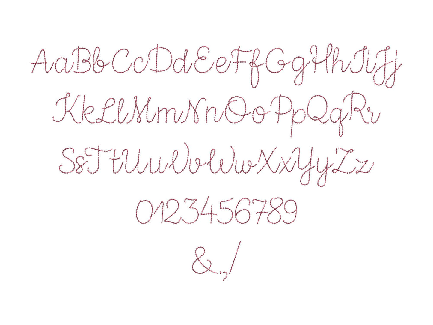 Hand stitch effect FONT Cookie machine embroidery designs script alphabet letters name monogram line font assorted sizes