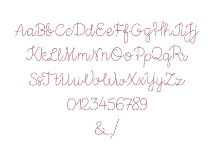 Hand stitch effect FONT Cookie machine embroidery designs script alphabet letters name monogram line font assorted sizes