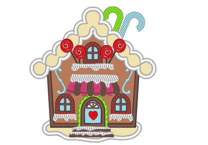 Sweet Christmas Gingerbread House Applique - image 1