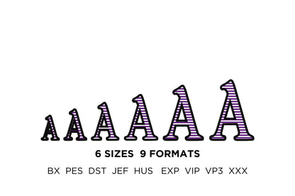 Awesome Striped Monogram lined stripes embroidery FONT Classic Stitch alphabet letters machine embroidery designs sizes 1.6 up to 3.7 inch - image 5