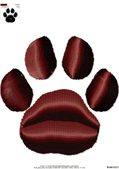 Puff Paw Embroidery mini add on mini machine embroidery designs 3D raised Cute Paw pet