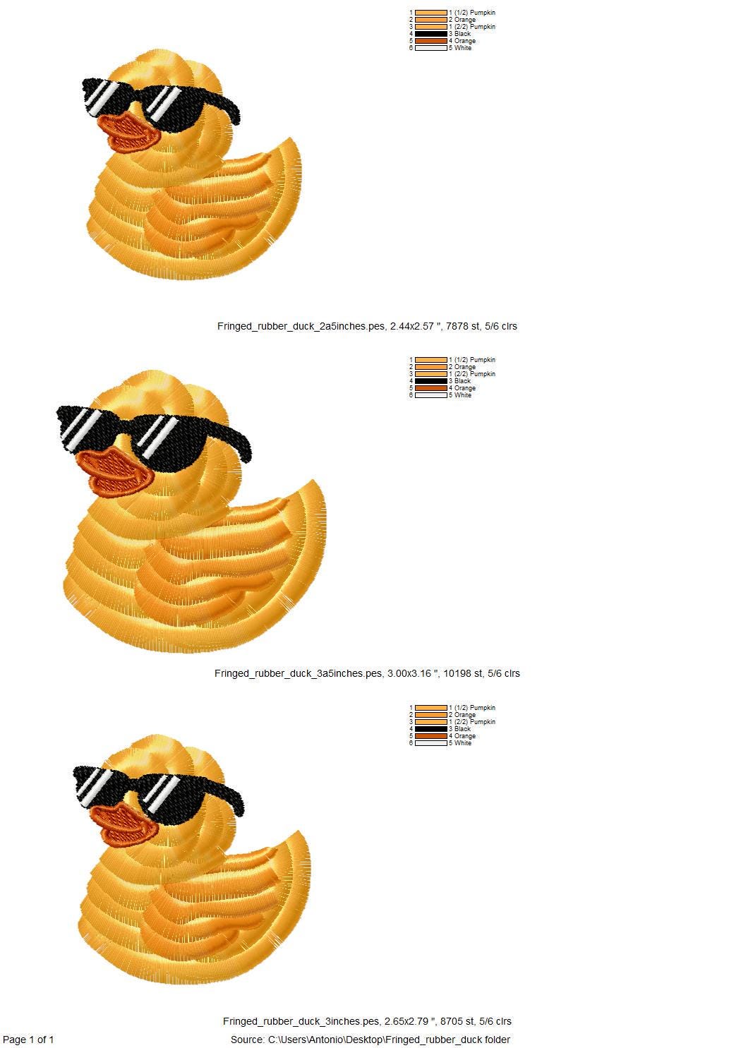 Fringed Rubber Duck Summer Sunglasses Awesome Fluffy Toy Kids Baby Fur Chenille Machine Embroidery Designs Mini Sizes