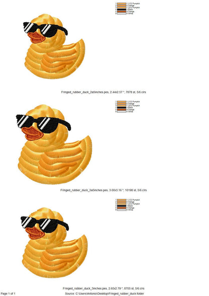 Fringed Rubber Duck Summer Sunglasses Awesome Fluffy Toy Kids Baby Fur Chenille Machine Embroidery Designs Mini Sizes