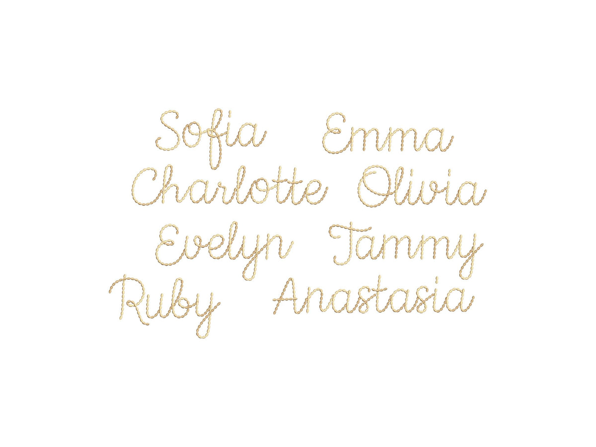 Needlework script FONT handwritten Font hand stitch effect alphabet machine embroidery designs monogram