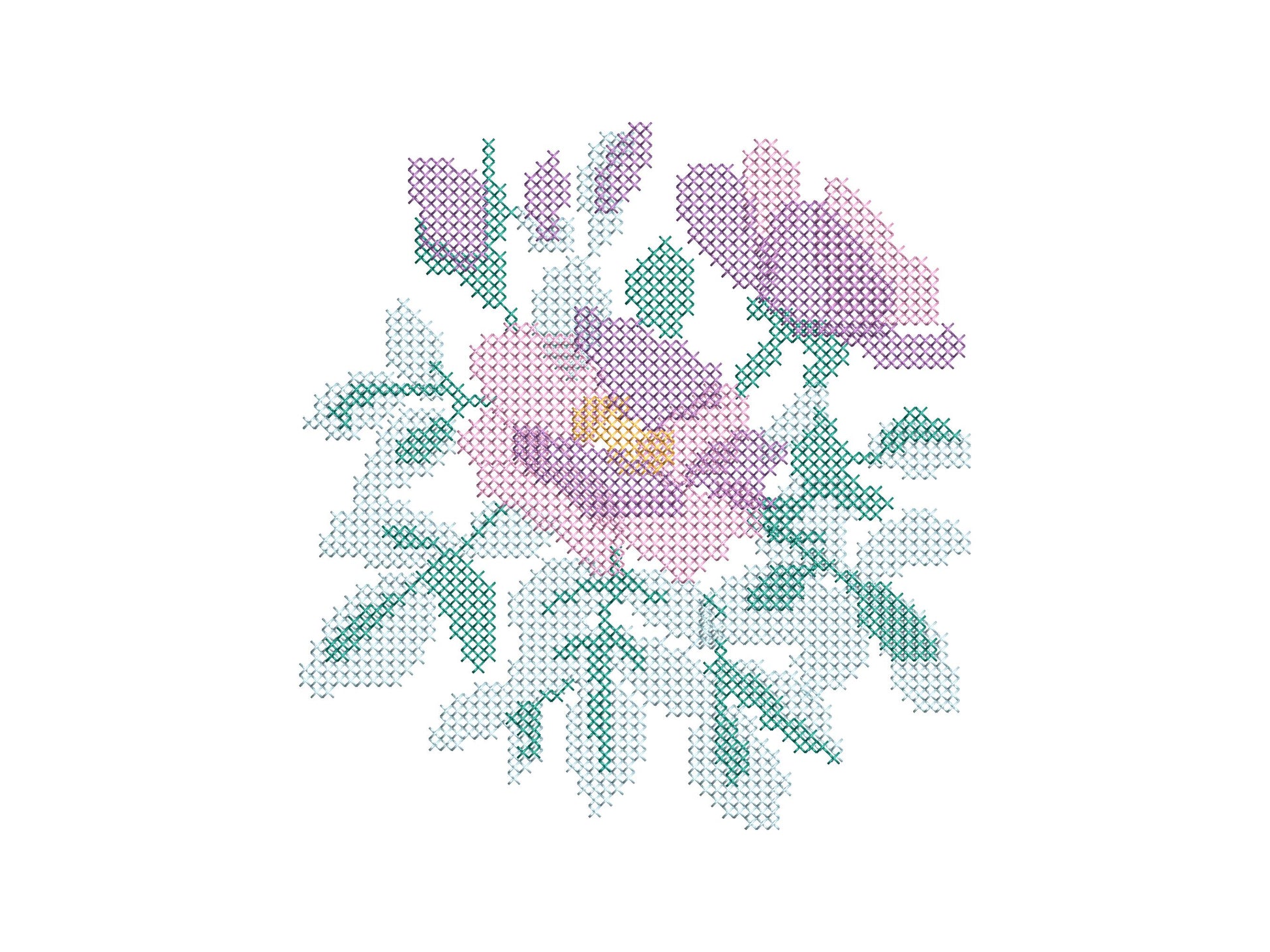 Cross stitch Rose flower bouquet floral Peony branch machine embroidery designs assorted sizes 3.5 up to 8 inch sweet home garden design