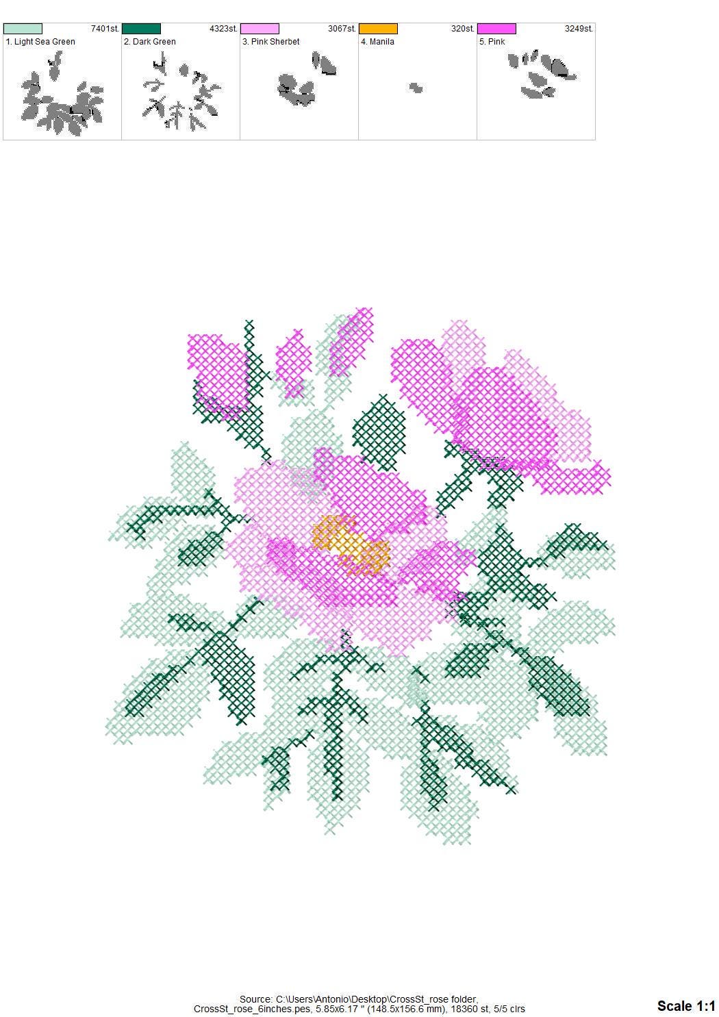 Cross stitch Rose flower bouquet floral Peony branch machine embroidery designs assorted sizes 3.5 up to 8 inch sweet home garden design