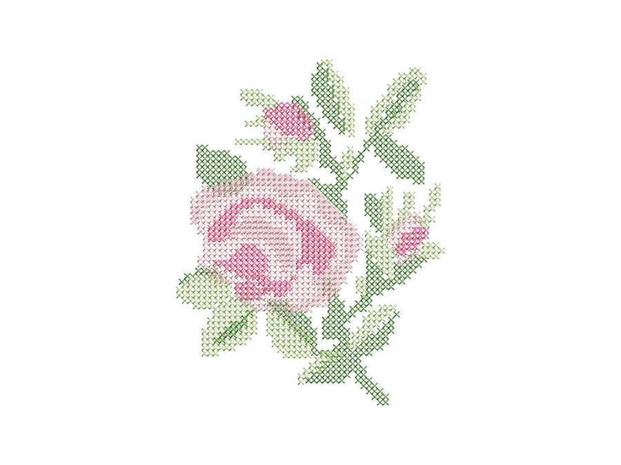 Cross stitch small Rose flower bouquet floral Peony branch machine embroidery designs assorted sizes 4 up to 8 inch sweet home garden design