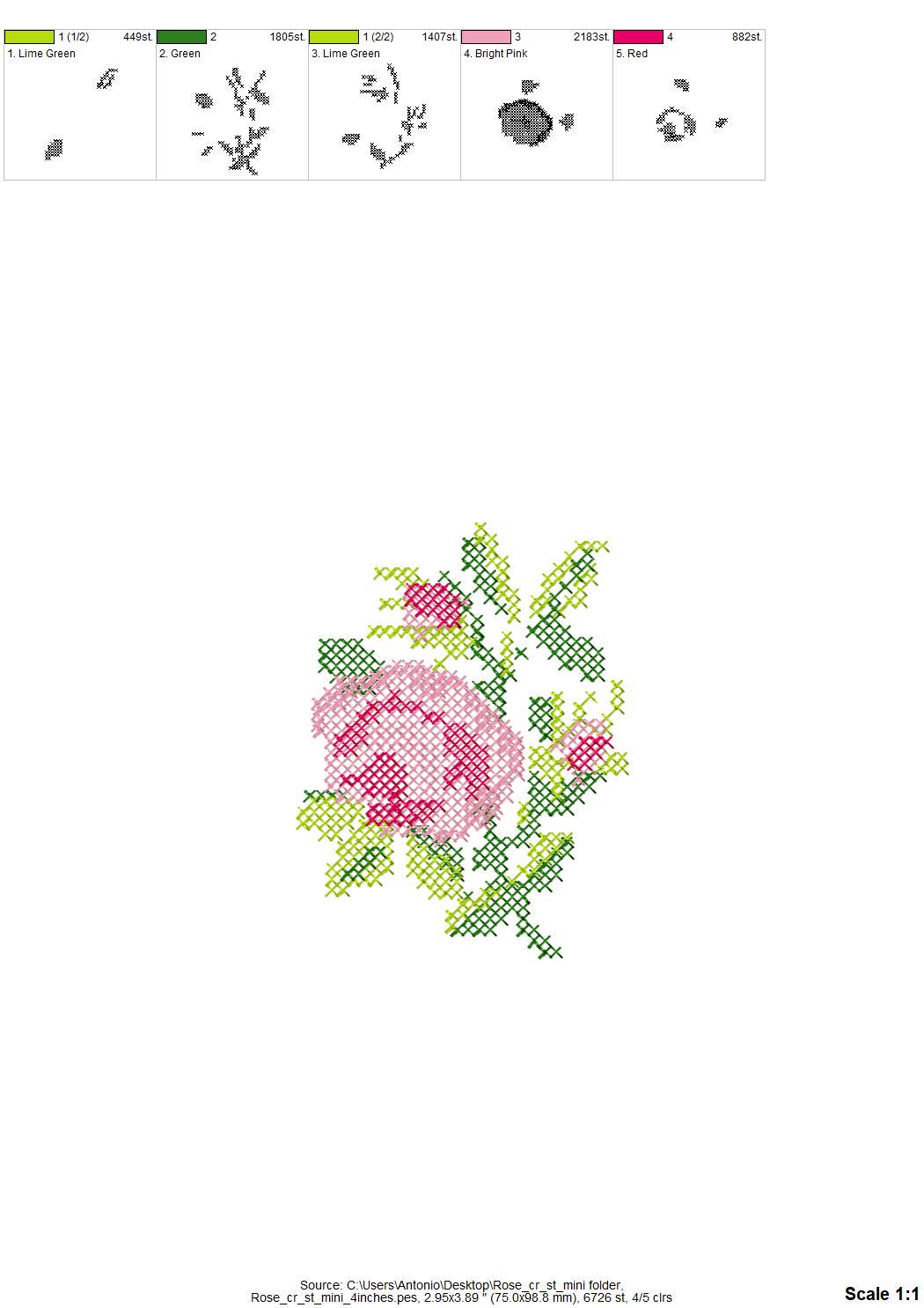 Cross stitch small Rose flower bouquet floral Peony branch machine embroidery designs assorted sizes 4 up to 8 inch sweet home garden design