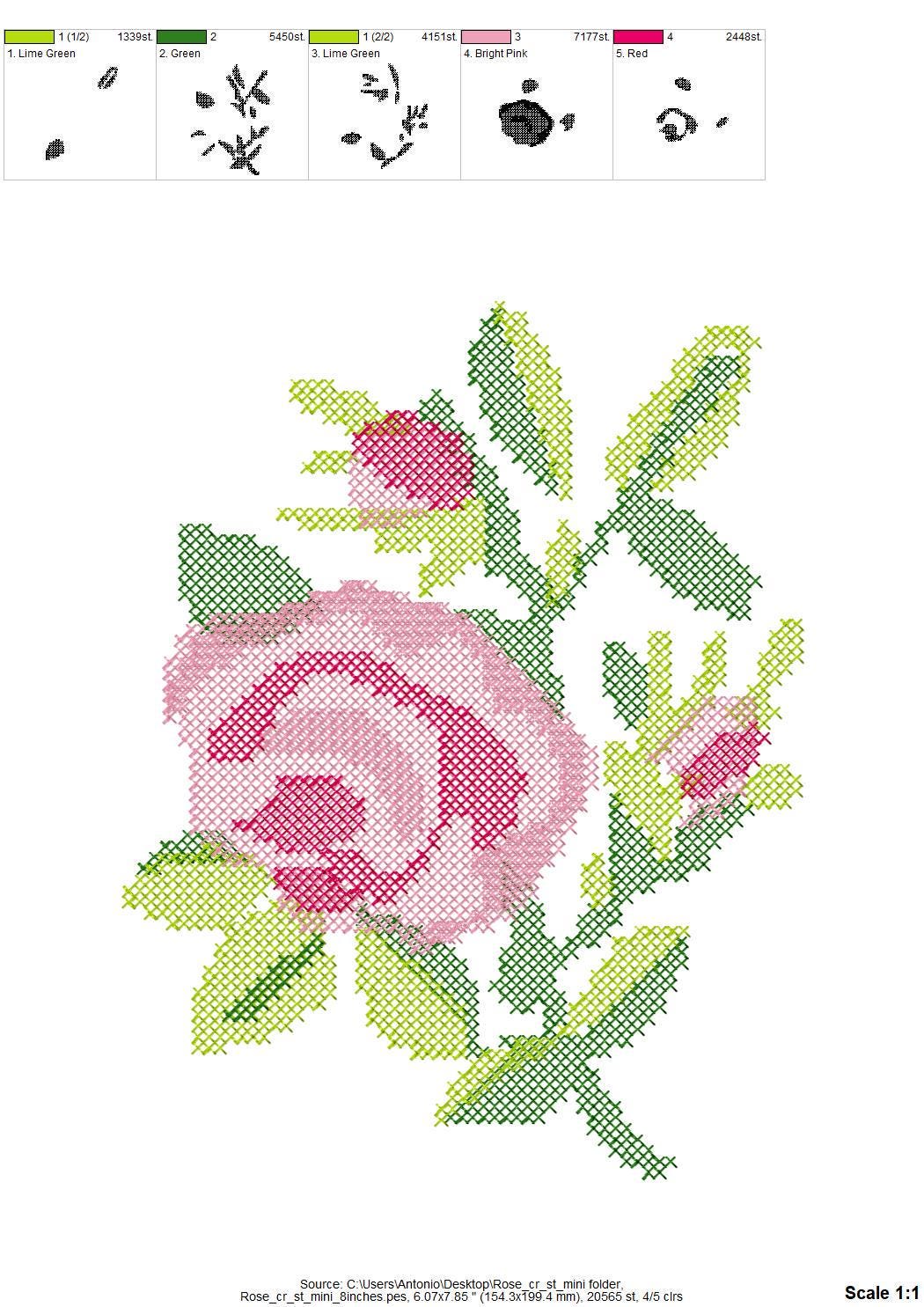 Cross stitch small Rose flower bouquet floral Peony branch machine embroidery designs assorted sizes 4 up to 8 inch sweet home garden design