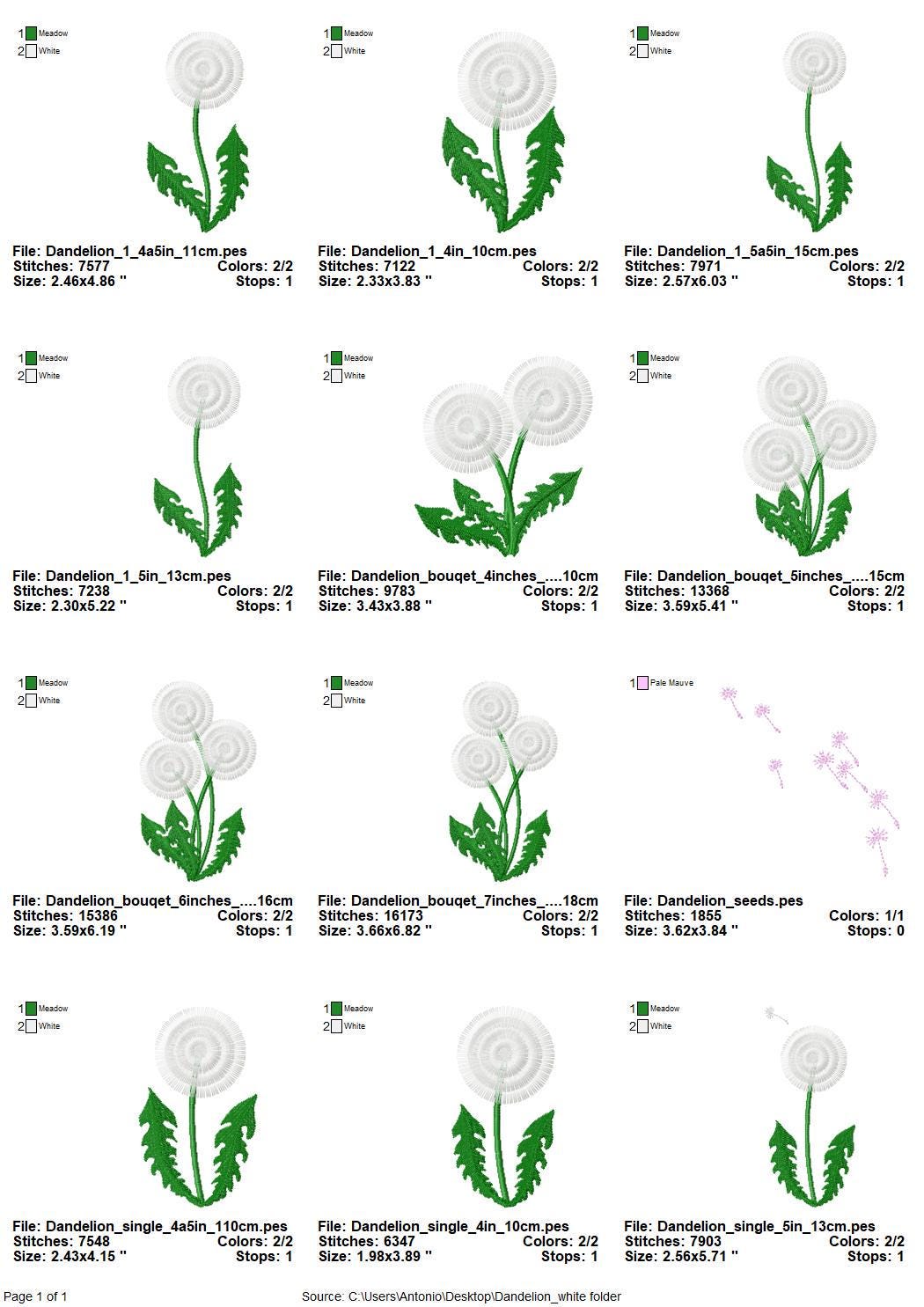 Dandelion fringed fluffy Flower fringe fuzzy machine embroidery designs