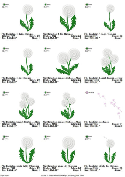 Dandelion fringed fluffy Flower fringe fuzzy machine embroidery designs