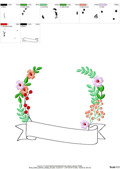 Versatile Floral Monogram Frame with Banner