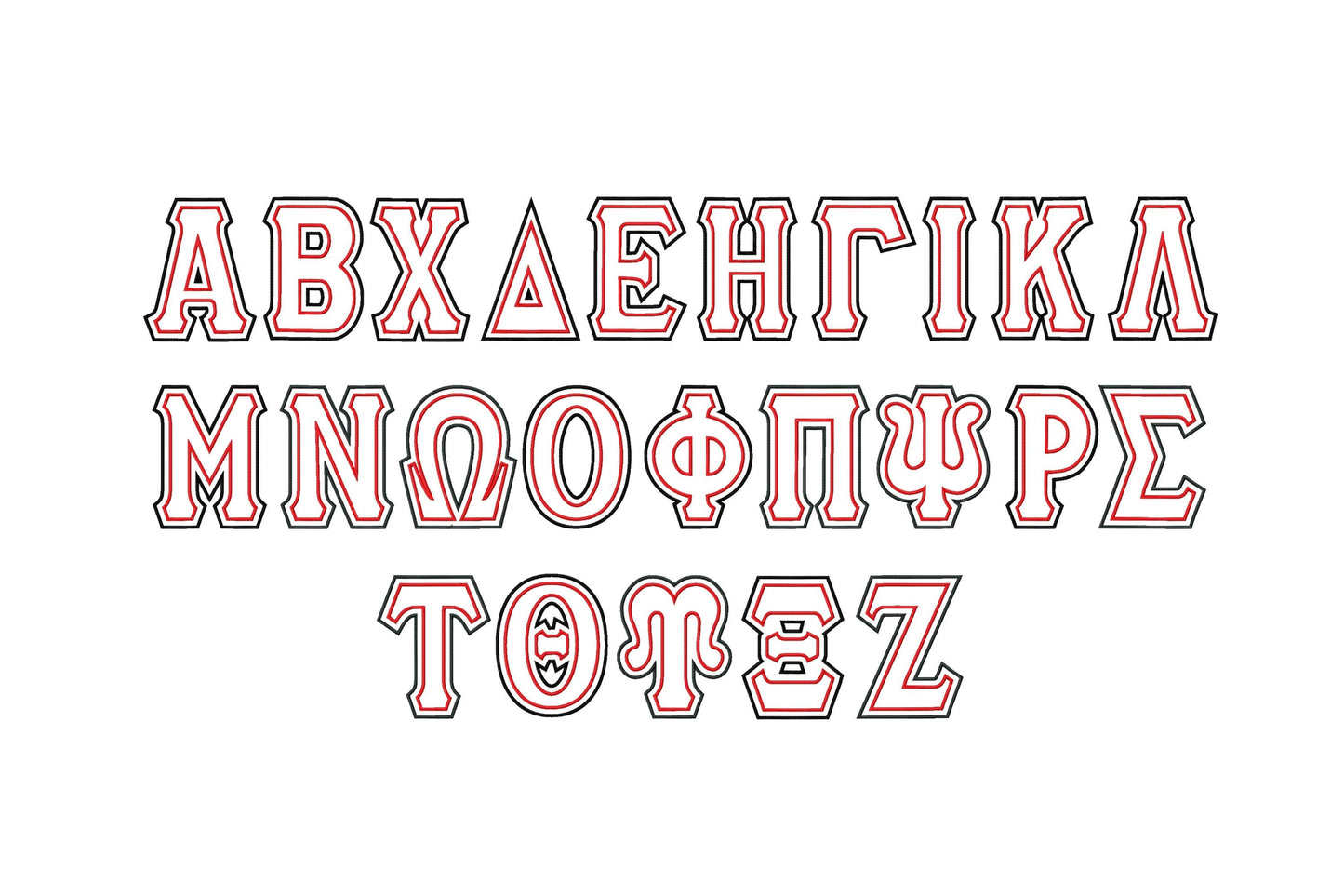 Two layers Double Applique Tall Greek FONT sororities fraternities machine embroidery designs alphabet monogram big sizes
