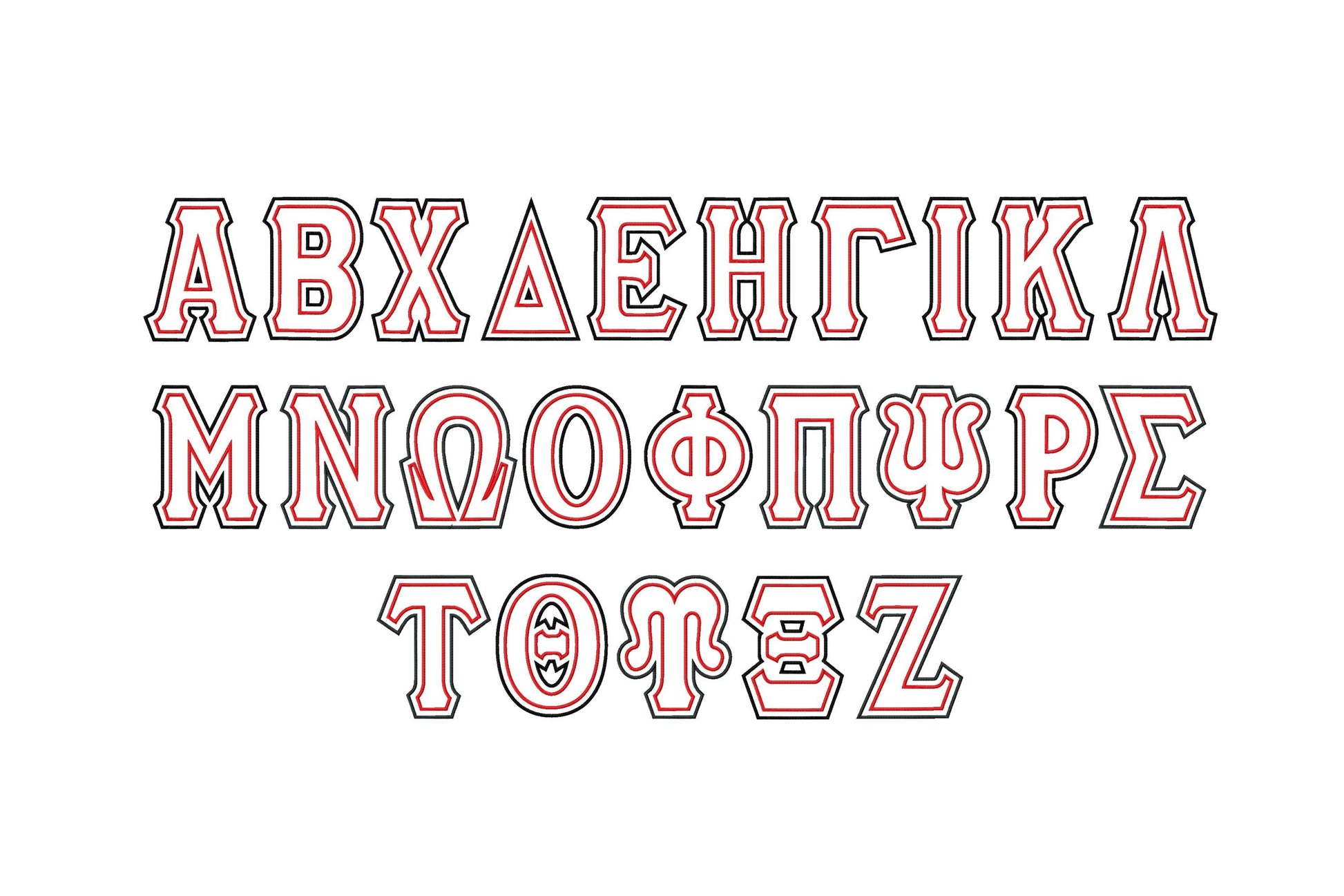 Two layers Double Applique Tall Greek FONT sororities fraternities machine embroidery designs alphabet monogram big sizes