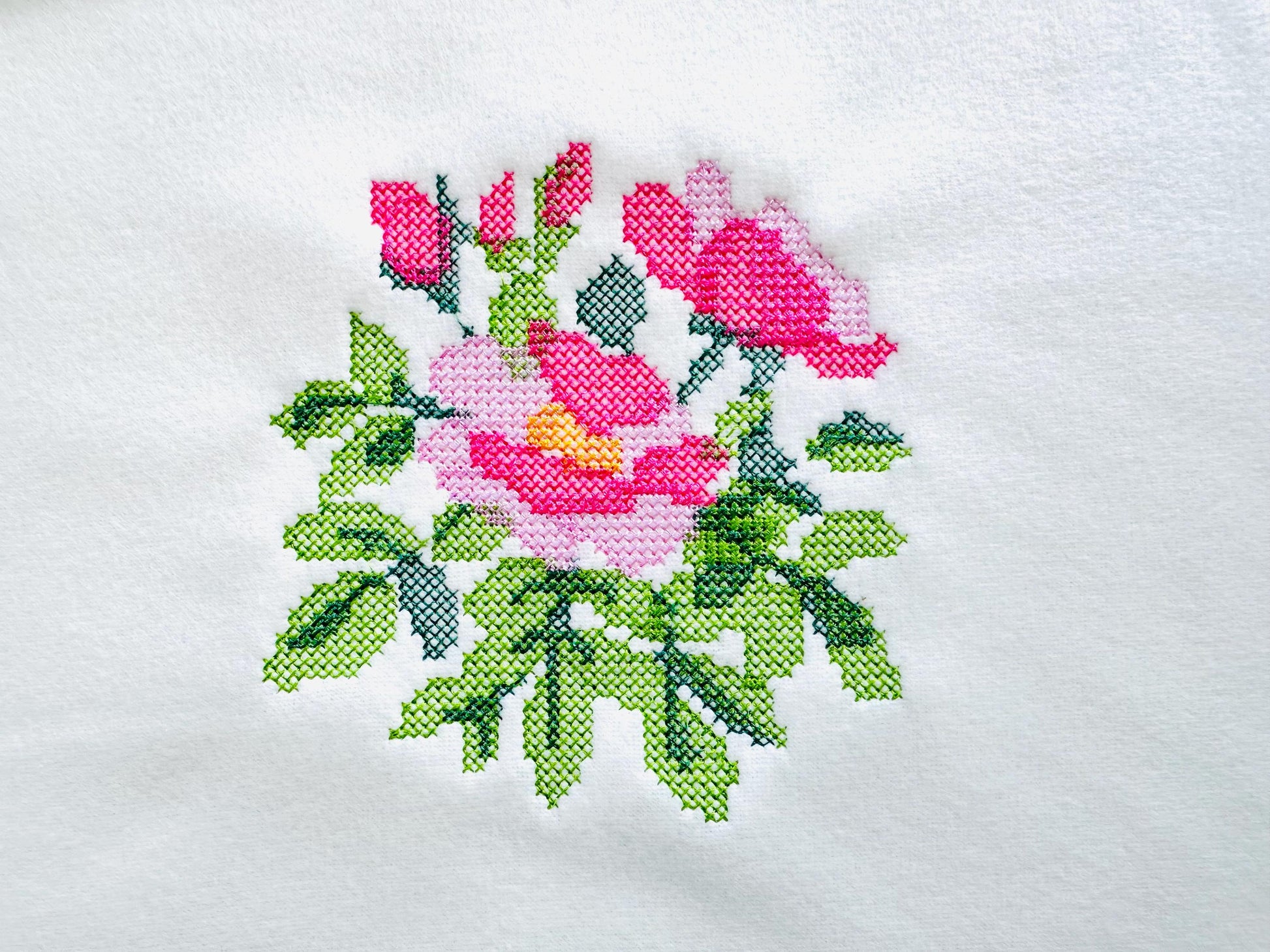 Cross stitch Rose flower bouquet floral Peony branch machine embroidery designs assorted sizes 3.5 up to 8 inch sweet home garden design