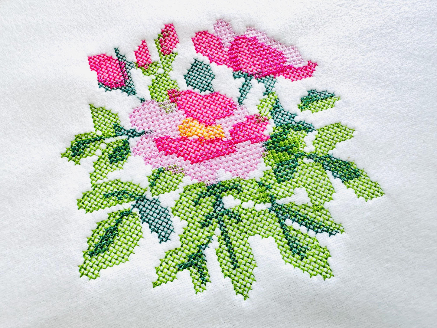 Cross stitch Rose flower bouquet floral Peony branch machine embroidery designs assorted sizes 3.5 up to 8 inch sweet home garden design