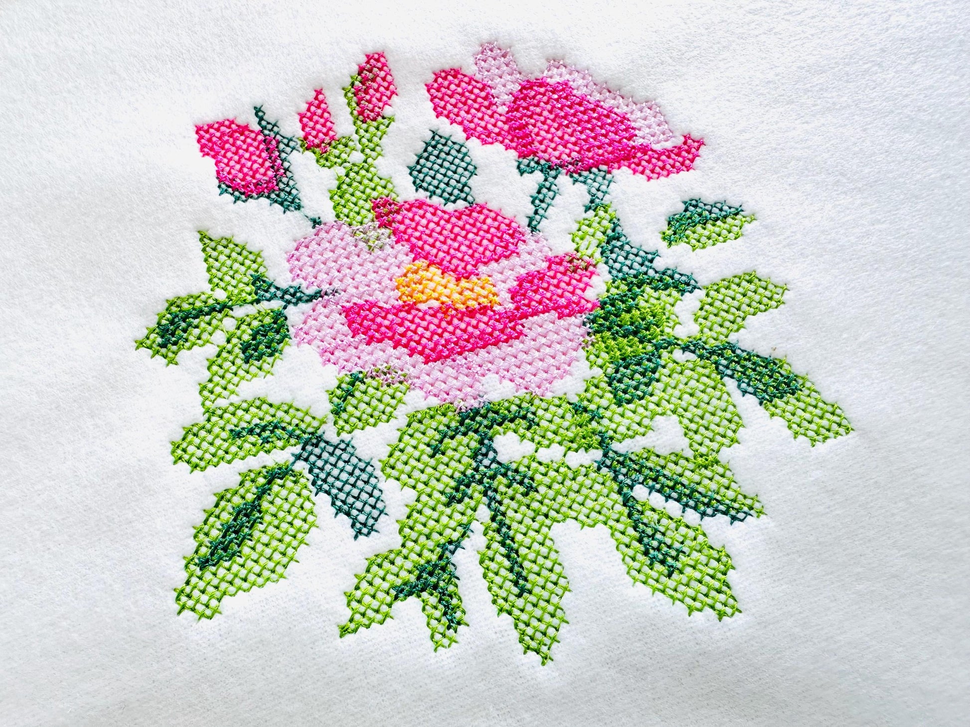 Cross stitch Rose flower bouquet floral Peony branch machine embroidery designs assorted sizes 3.5 up to 8 inch sweet home garden design