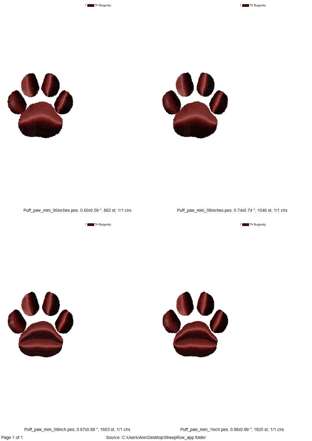 Puff Paw Embroidery mini add on mini machine embroidery designs 3D raised Cute Paw pet