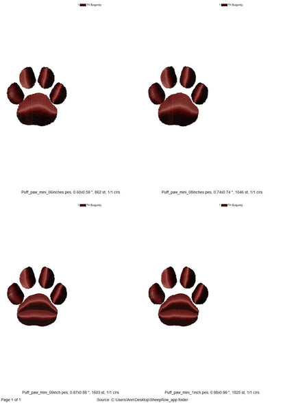 Puff Paw Embroidery mini add on mini machine embroidery designs 3D raised Cute Paw pet