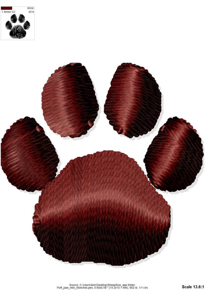 Puff Paw Embroidery mini add on mini machine embroidery designs 3D raised Cute Paw pet