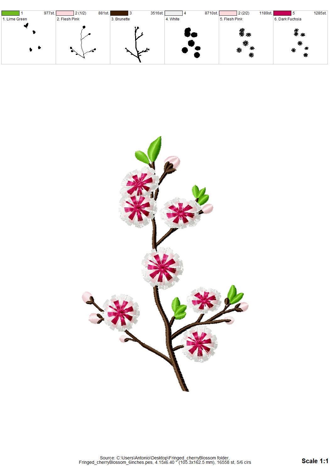 Fringed Sakura Branch Cherry Blossom Flower Fluffy Fringe Floral Machine Embroidery Designs Instant Download Fuzzy Bloom Sizes 6 up to 9 In - Etsy