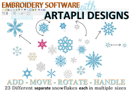 Frozen Single Snowflake Set Machine Embroidery 11" 1.5" 2" 2.5" 3" 12" | PES DST JEF | Artapli