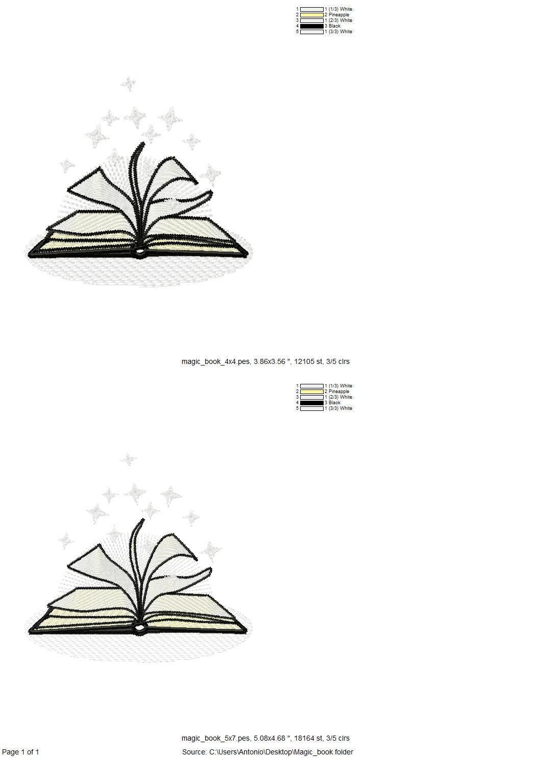 Magic Fairytale Book Glow in the dark special thread machine embroidery designs reading kids