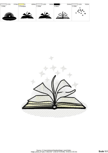 Magic Fairytale Book Glow in the dark special thread machine embroidery designs reading kids