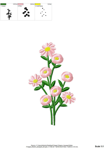 Fringed Floral Bouquet Fluffy Fringe Blossom Flower Girls Machine Embroidery Designs Fuzzy Fur Chenille Bloom Branch Many Sizes 4 up to 7 In - Etsy