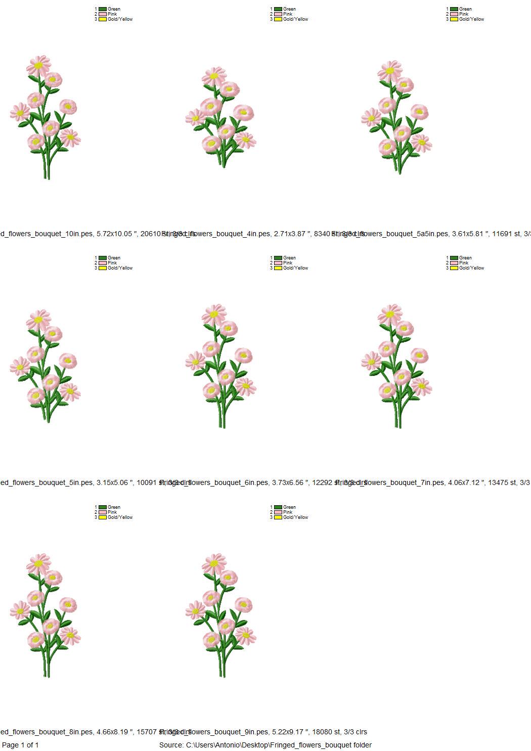 Fringed Floral Bouquet Fluffy Fringe Blossom Flower Girls Machine Embroidery Designs Fuzzy Fur Chenille Bloom Branch Many Sizes 4 up to 7 In - Etsy