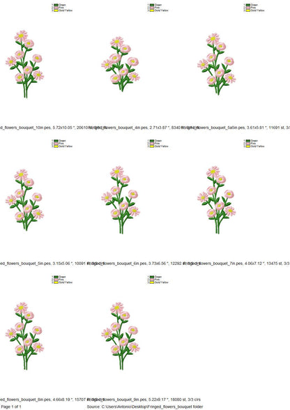 Fringed Floral Bouquet Fluffy Fringe Blossom Flower Girls Machine Embroidery Designs Fuzzy Fur Chenille Bloom Branch Many Sizes 4 up to 7 In - Etsy