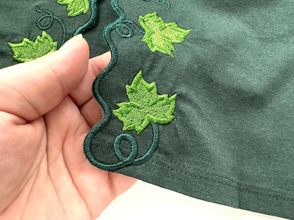 Floral Ivy Leaf Vine Leaves scallop edge side bow split seam machine embroidery designs multiple sizes outfit t-shirt sweatshirt flowered