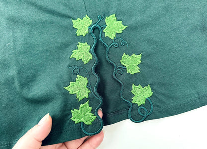 Floral Ivy Leaf Vine Leaves scallop edge side bow split seam machine embroidery designs multiple sizes outfit t-shirt sweatshirt flowered