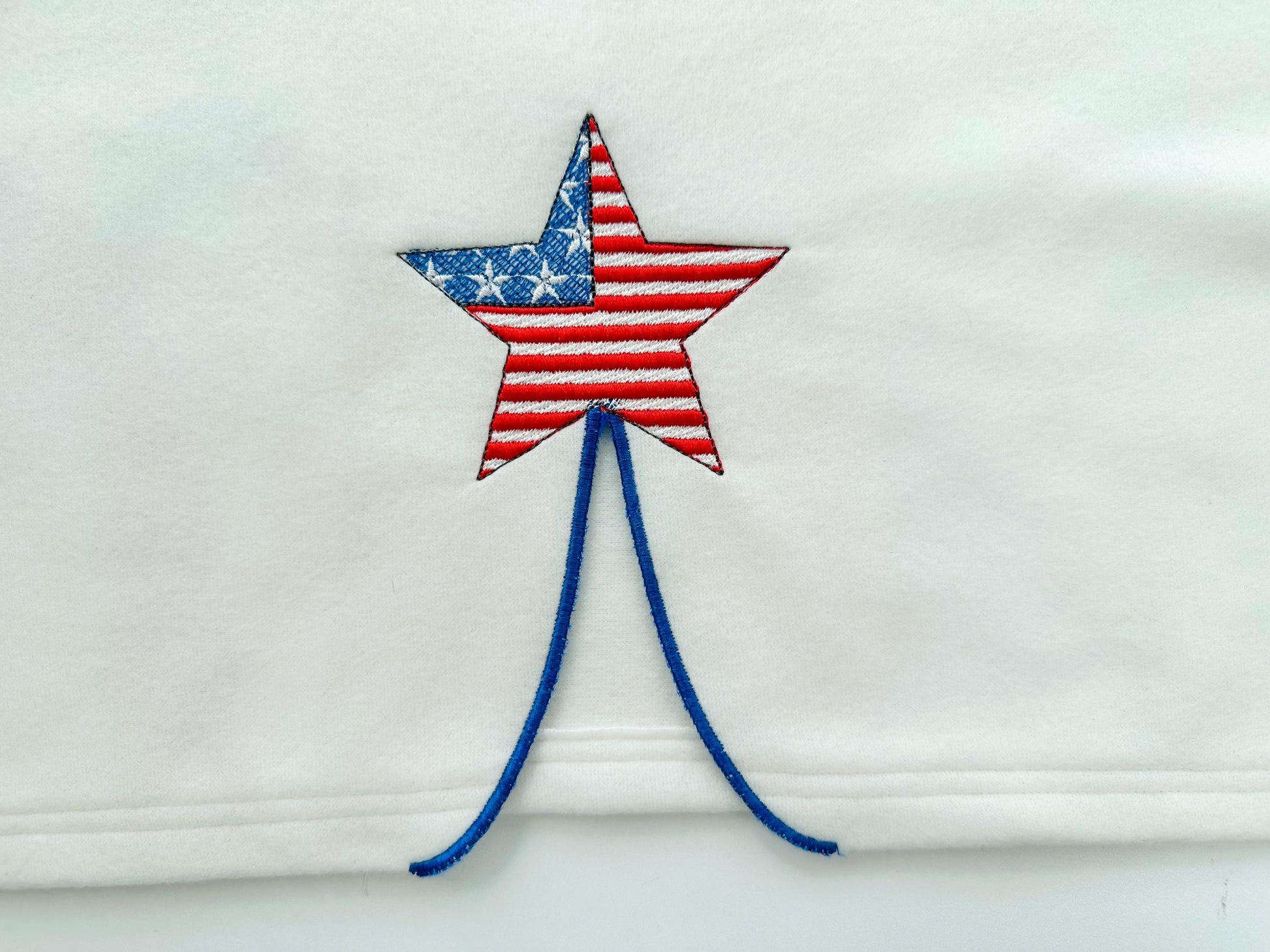Patriotic Star split side seam cutout side bow machine embroidery designs stars and stripes 4th of July girls t-shirt sweatshirt design
