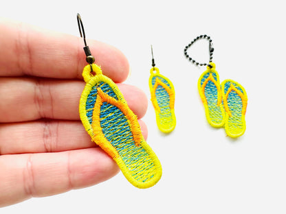 Gradient Ombre effect Flip Flops earrings charm FSL freestanding lace machine embroidery designs flip flop beach shoes girls summer design