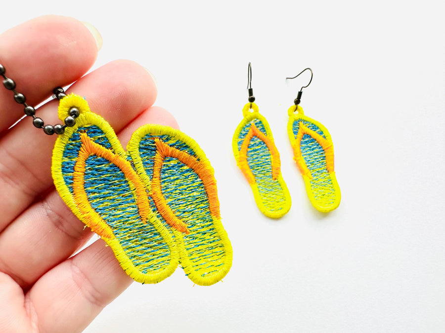 Gradient Ombre effect Flip Flops earrings charm FSL freestanding lace machine embroidery designs flip flop beach shoes girls summer design