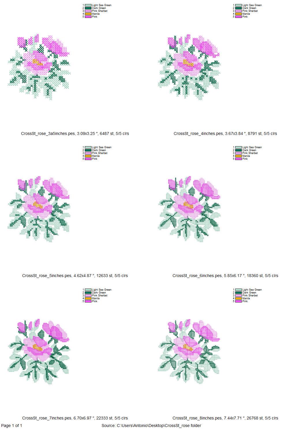 Cross stitch Rose flower bouquet floral Peony branch machine embroidery designs assorted sizes 3.5 up to 8 inch sweet home garden design