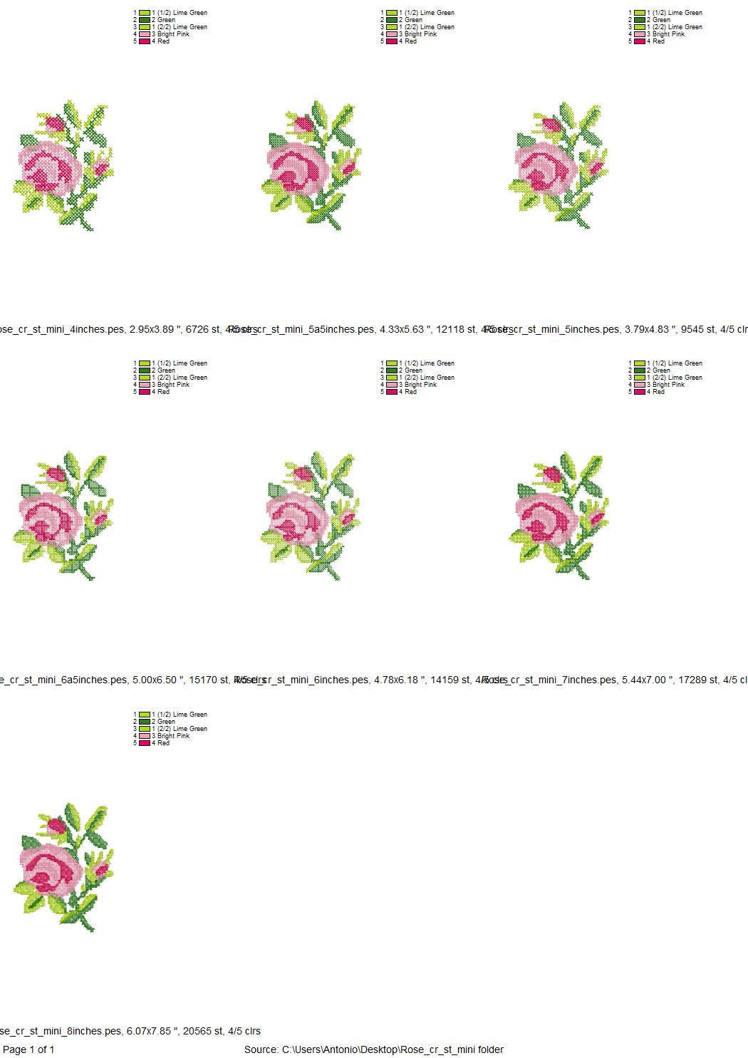 Cross stitch small Rose flower bouquet floral Peony branch machine embroidery designs assorted sizes 4 up to 8 inch sweet home garden design