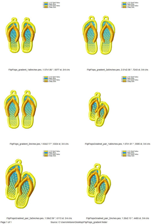 Gradient Ombre effect Flip Flops earrings charm FSL freestanding lace machine embroidery designs flip flop beach shoes girls summer design