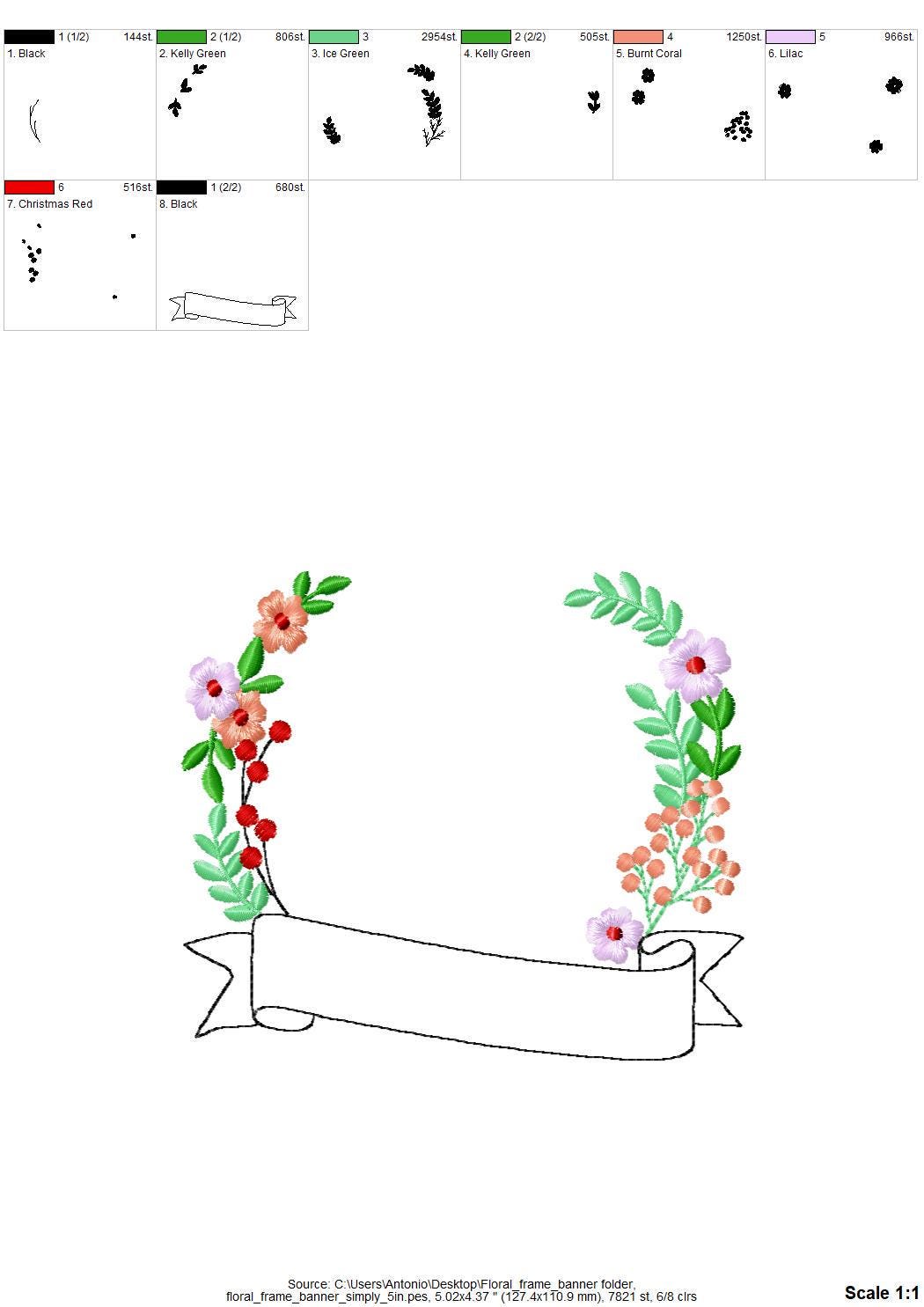 Versatile Floral Monogram Frame with Banner