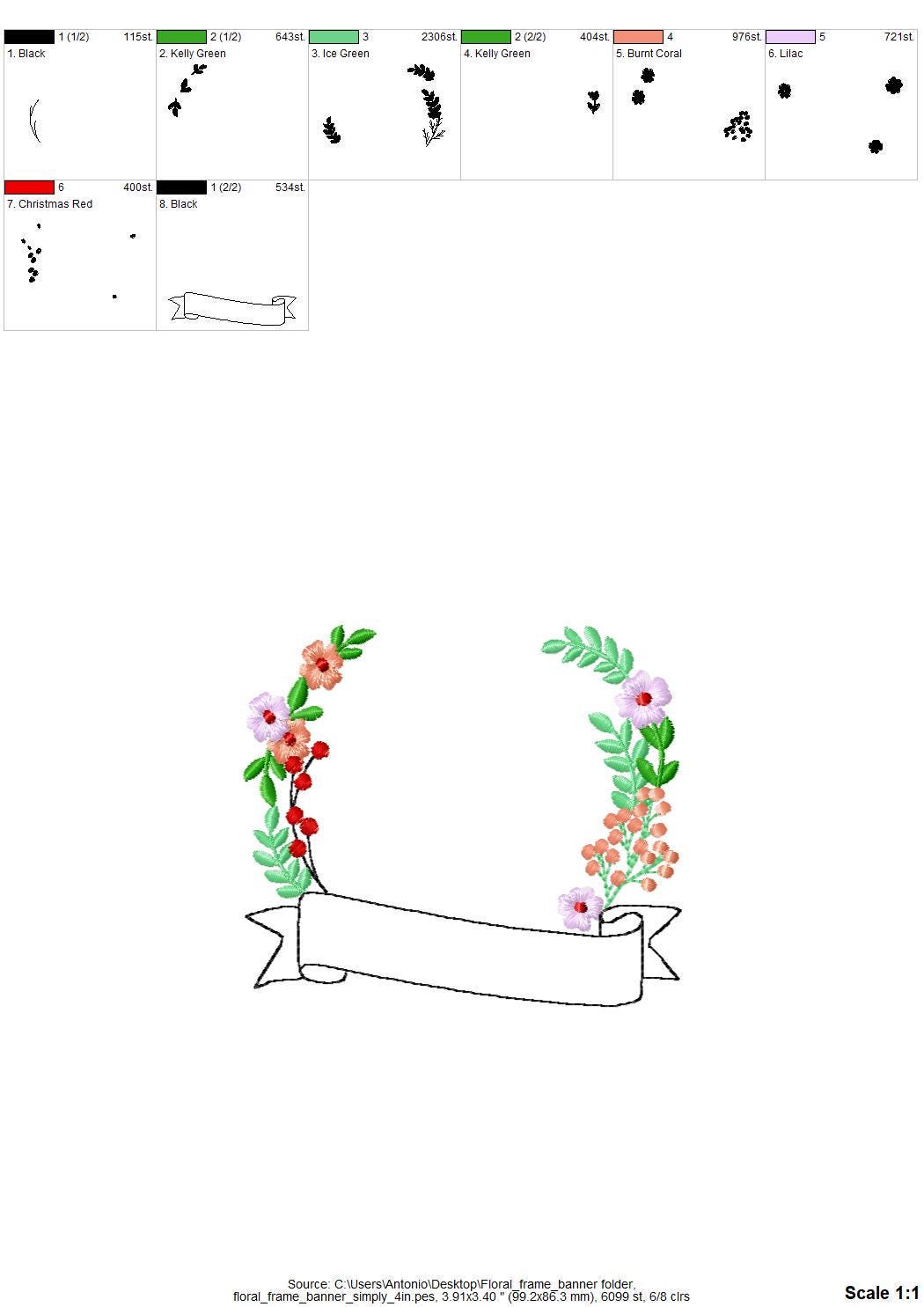 Versatile Floral Monogram Frame with Banner