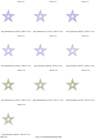 Stars pearl stitch outline Star SET of 6 types machine embroidery designs many sizes combine and stitch kids baby design