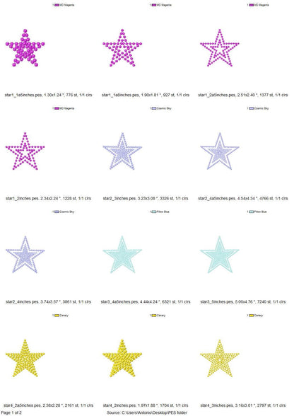 Stars pearl stitch outline Star SET of 6 types machine embroidery designs many sizes combine and stitch kids baby design