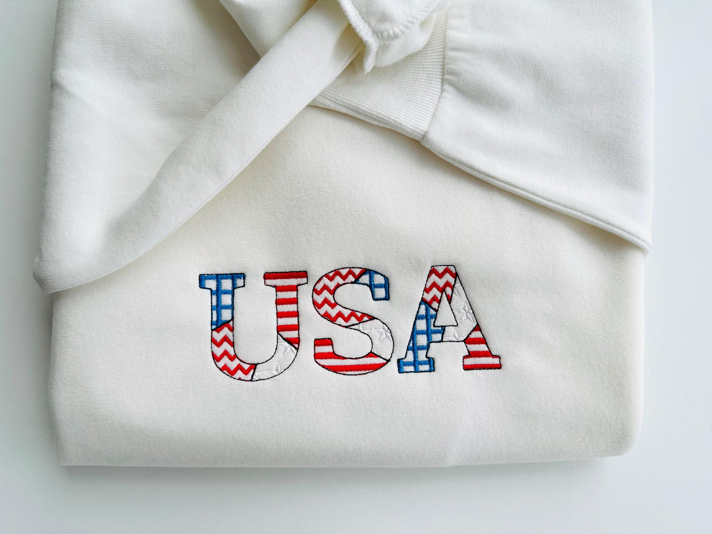 Patchwork USA flag Block FONT patterned and outline alphabet monogram letters patriotic machine embroidery design