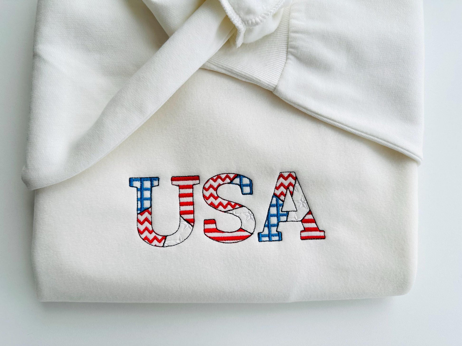 Patchwork USA flag Block FONT patterned and outline alphabet monogram letters patriotic machine embroidery design