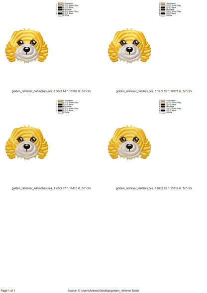 Fringed Fluffy Puppy Golden Retriever Face Pet Awesome Dog Head Fur Chenille Fringe Machine Embroidery Designs Sizes 3 up to 4.5 Inches - Etsy